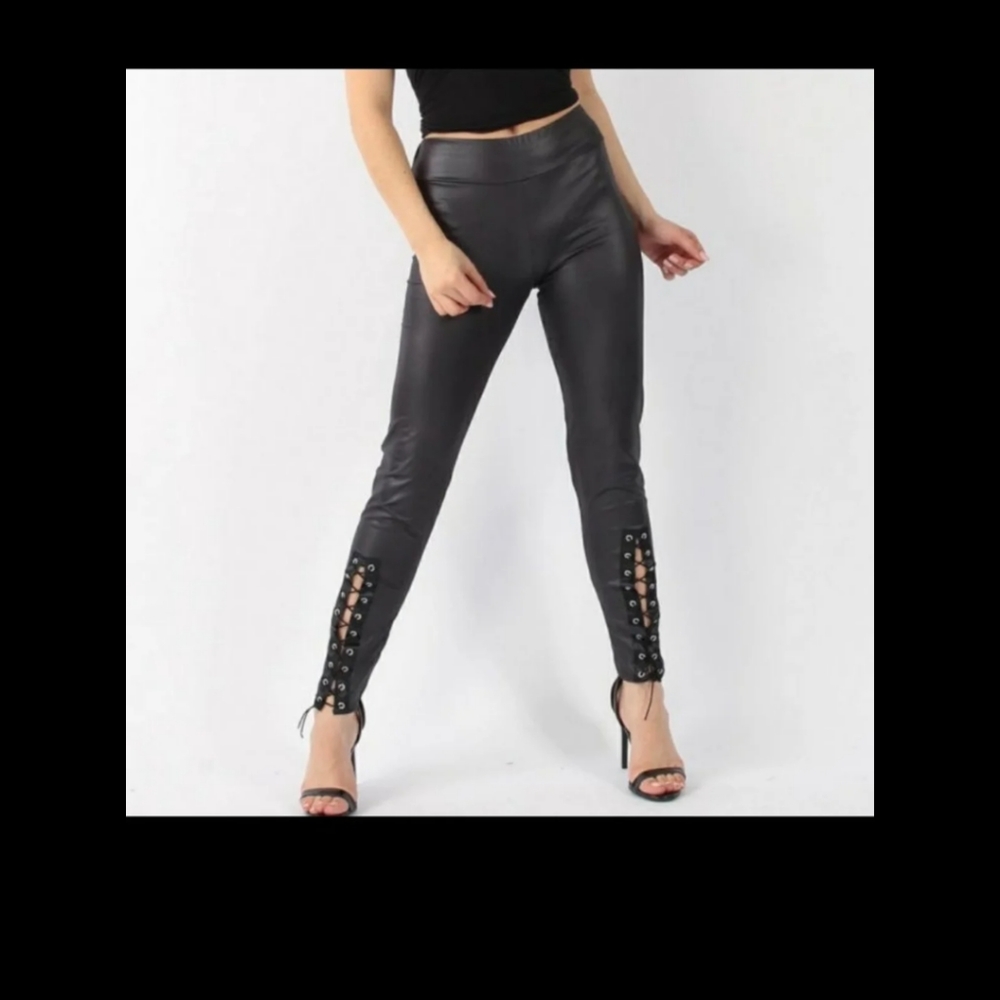 Faux leather pants